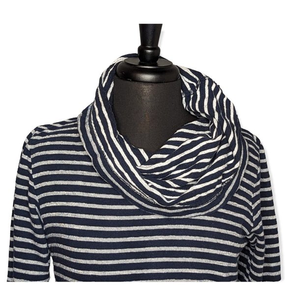 J Crew Cowl Neck Navy & White Striped Sweater/Hoodie Size Small - Picture 2 of 12